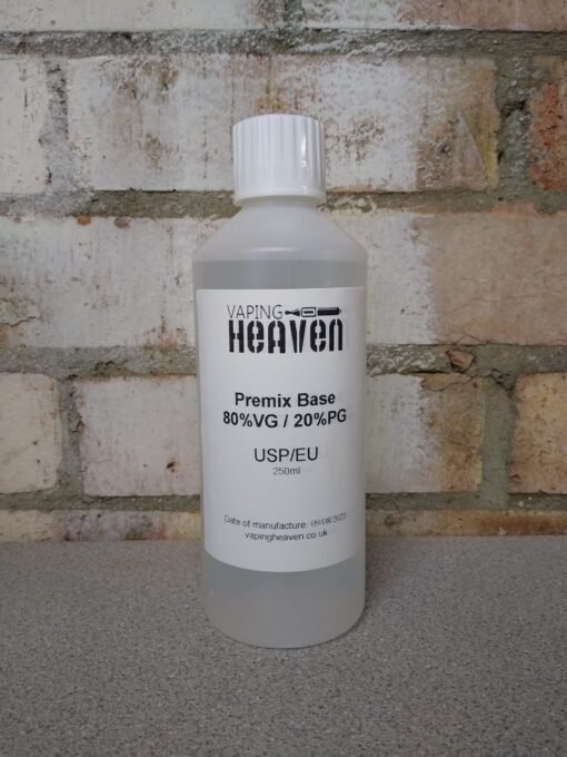 VG/PG Pre-Mix Base Liquid 80%VG / 20% PG - 250ml